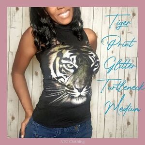 A3 The Classic Tiger Glitter Print Turtleneck Med
